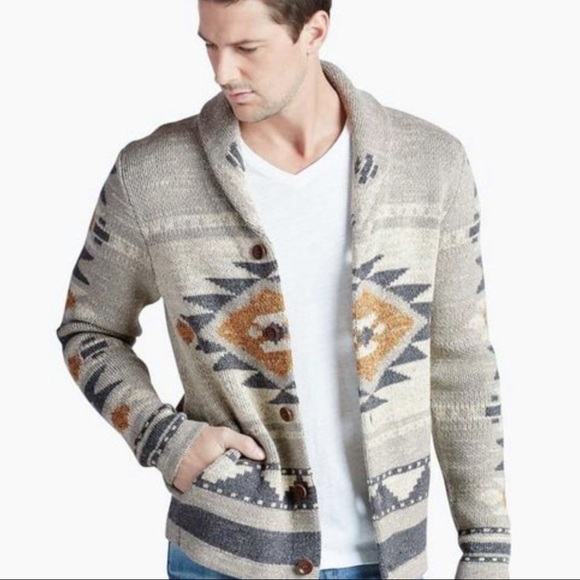 Lucky Brand Aztec Pattern Shawl Collar 